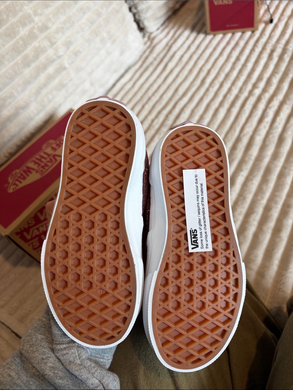 Vans Kids Slip-On Glitter Rose Gold Sneakers - Picture 3 of 3